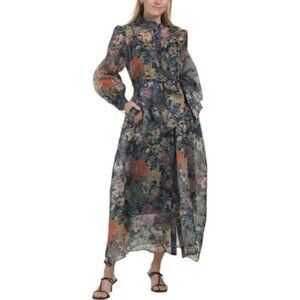 NANCY YANG Floral Button Down Dress